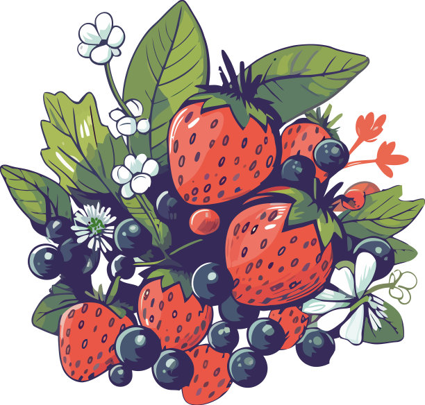 多汁的草莓和蓝莓水果图片下载