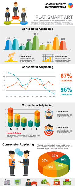丰富多彩的财务或团队合作概念信息图图片下载