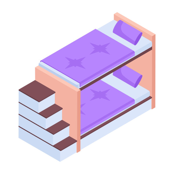 方便的等距现代床的图标图片下载