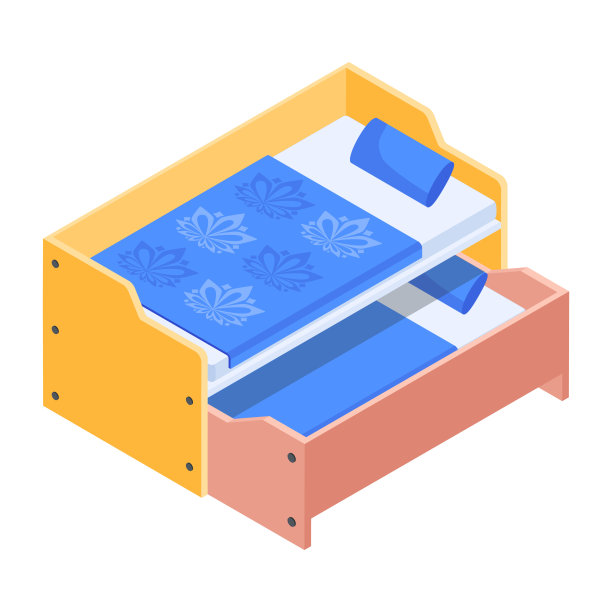 方便的等距现代床的图标图片下载