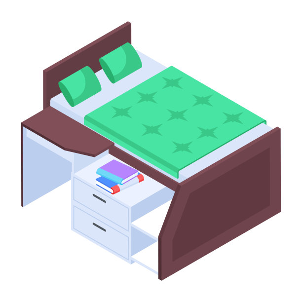 方便的等距现代床的图标图片下载