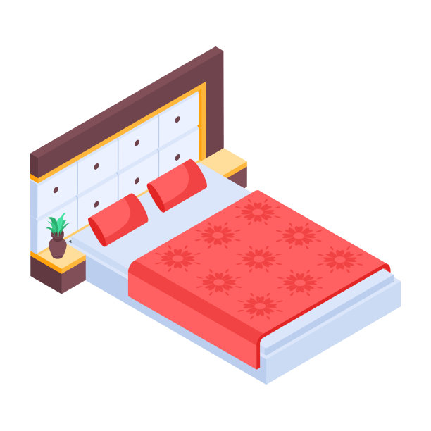 方便的等距现代床的图标图片下载