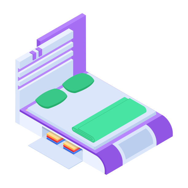 方便的等距现代床的图标图片下载