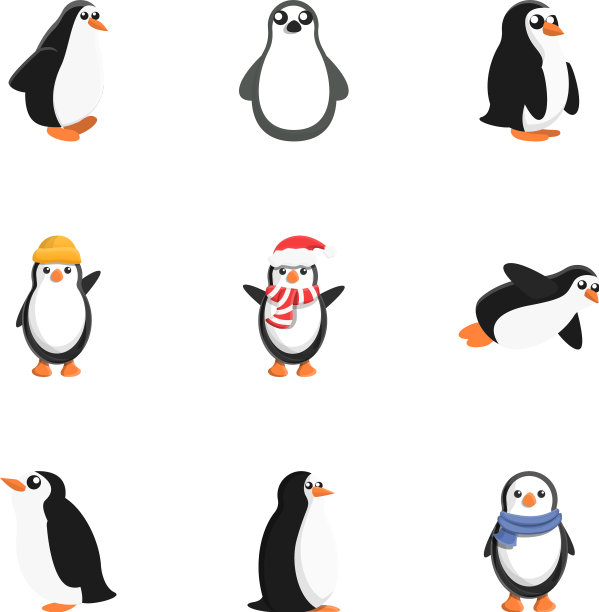企鹅宝宝图标集卡通风格图片下载
