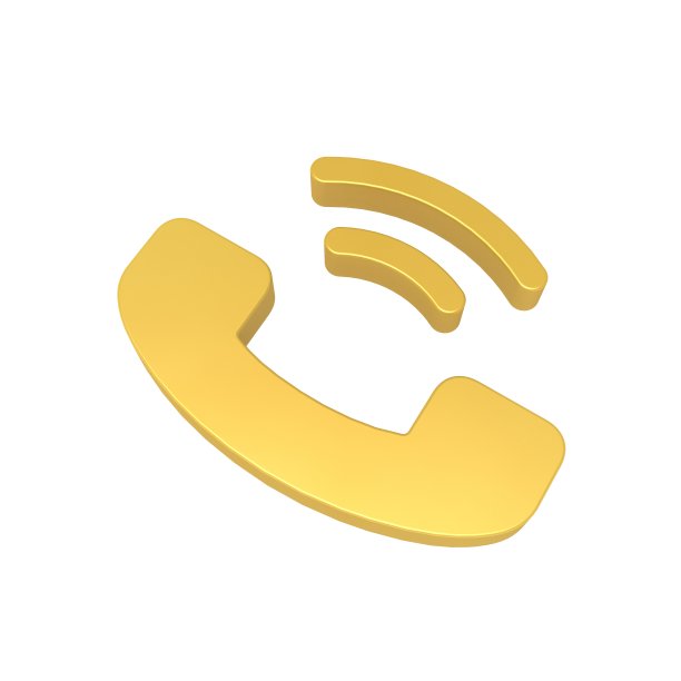 手机图标3D渲染金色，3D插图，手机号码图标图片下载