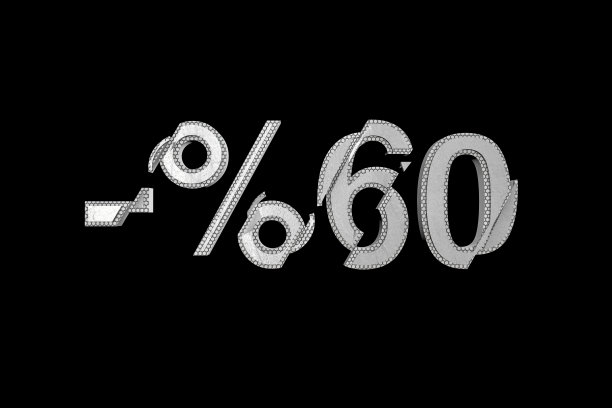 六折金属文字隔离黑色图片下载