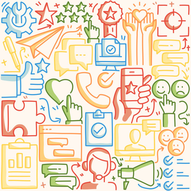 反馈和奖状相关涂鸦插图图片下载