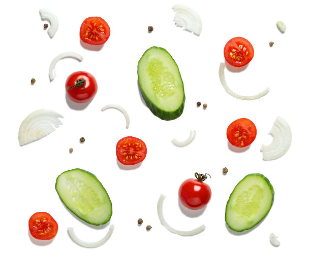 蔬菜无缝图案与硬阴影在白色背景。图片下载