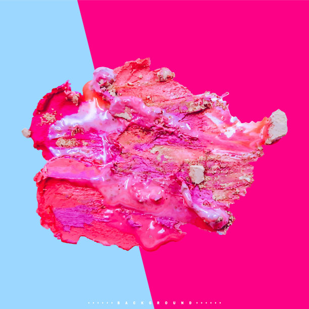 矢量现实红色和粉红色唇膏涂抹涂抹与指甲油滴和粉碎的脸粉，化妆品组成，化妆设计，美容师纹理背景，化妆组成图片下载