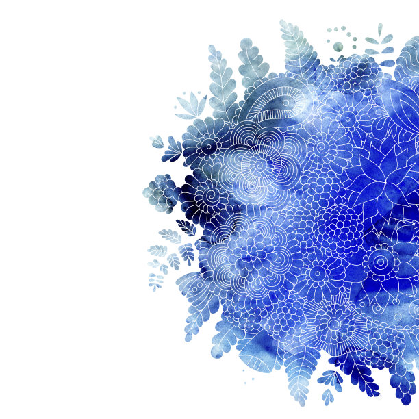 水彩蓝花图片下载