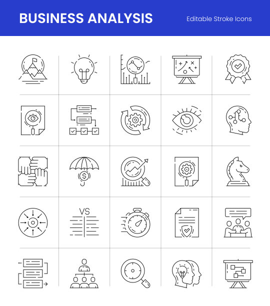 业务分析可编辑的笔画线图标图片下载