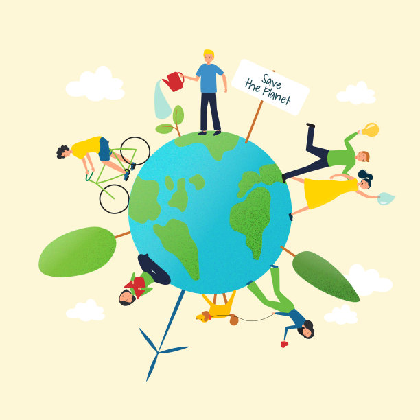 绿色能源，生态概念平面设计矢量插图。图片下载