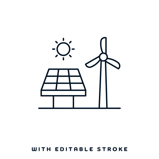 可再生能源线图标设计图片下载