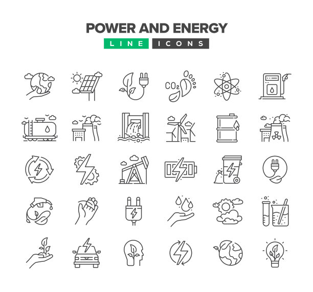 电源和能量线图标设置图片下载