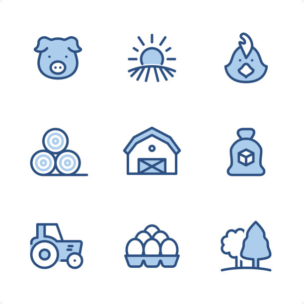 农业：完美像素蓝色图标图片下载