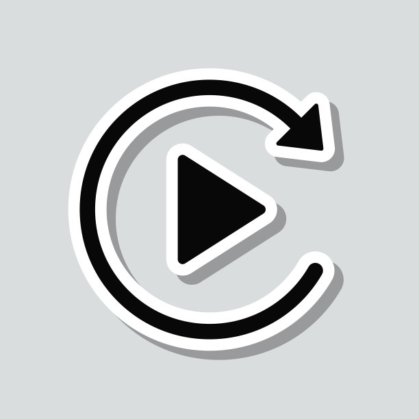 重播。图标贴纸在灰色背景图片下载