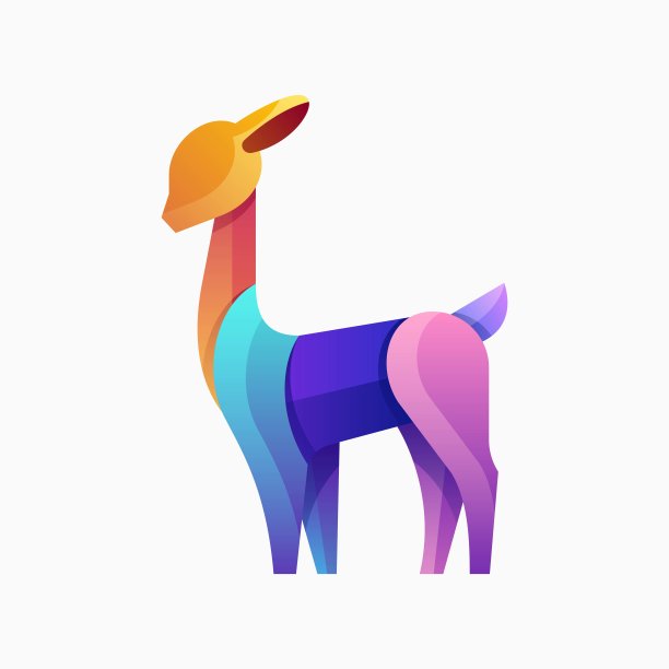 矢量插图羊驼渐变彩色风格图片下载