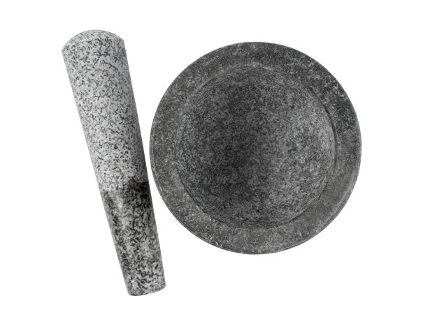 灰泥和杵的俯视图被隔离在白色背景上，保存了剪辑路径。图片下载