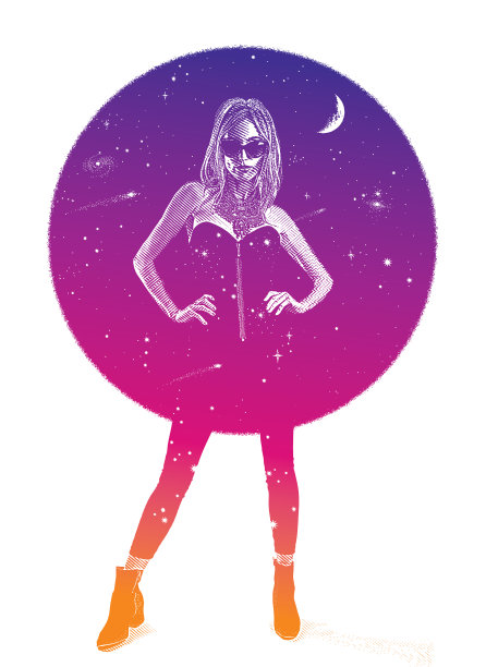 年轻女人和宇宙图片下载