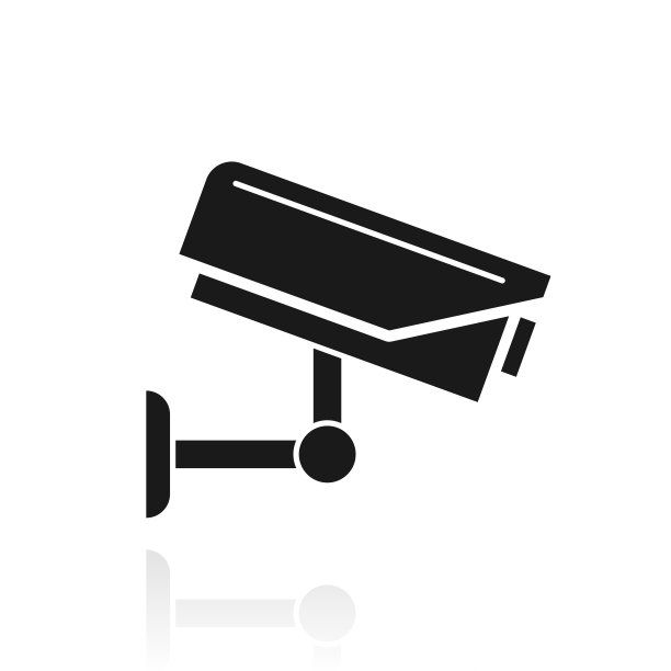 监控 -安全摄像头。白色背景上反射的图标图片下载