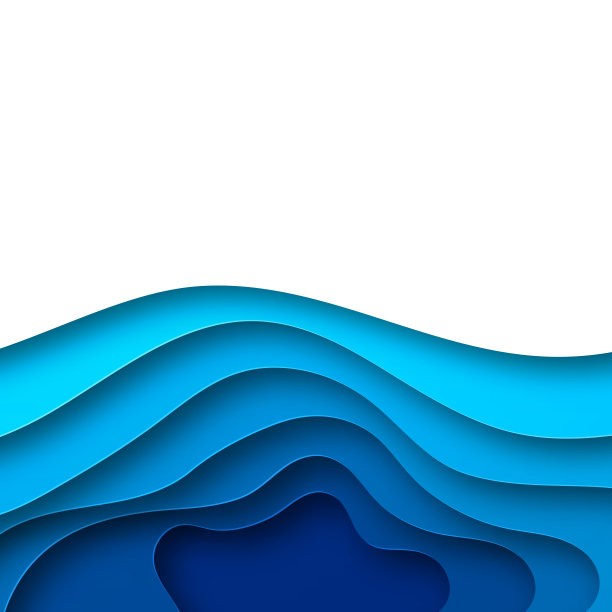 剪纸的背景。蓝色抽象波浪形状-时尚的3D设计图片下载