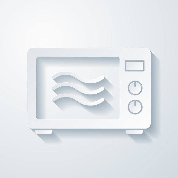 微波炉。空白背景上剪纸效果的图标图片下载