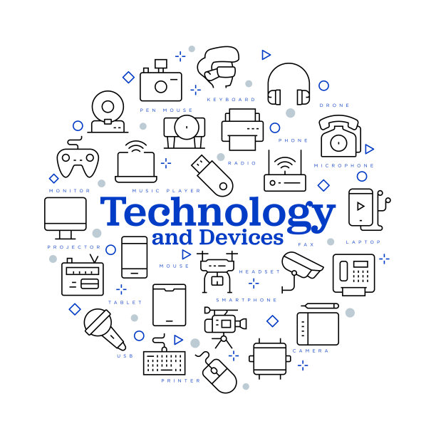技术和设备。矢量设计与图标和关键字。图片下载