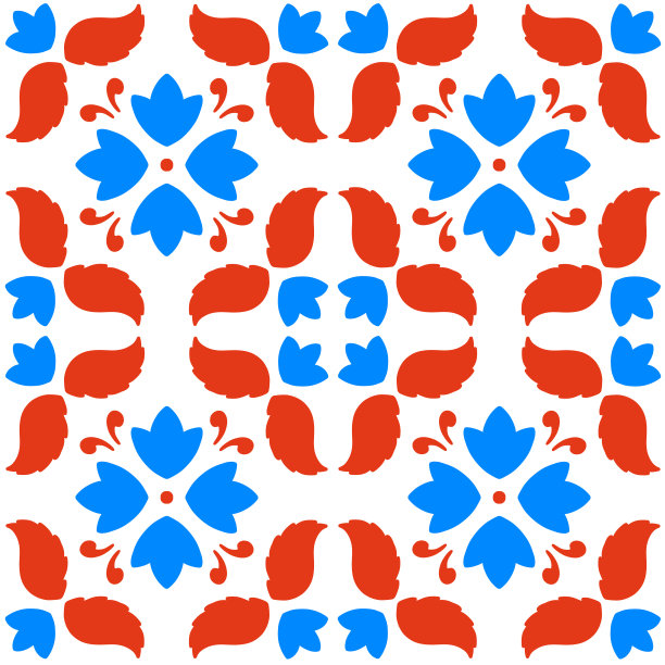 平马略卡图案红蓝色图片下载