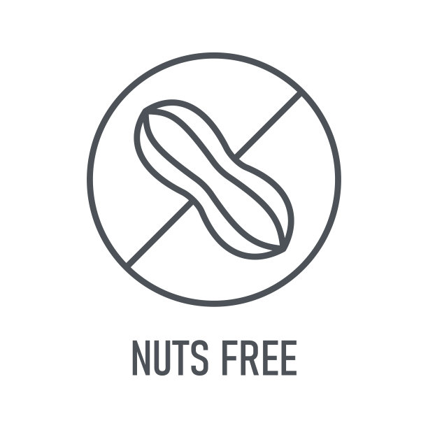 坚果是免费的。自然产品。过敏原。食物不耐受。电脑图标,标签。贴纸。矢量插图。图片下载