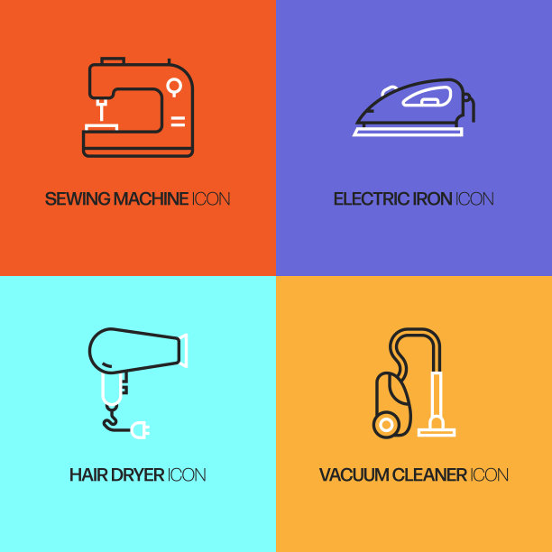 家电相关线路图标。向量符号说明。图片下载