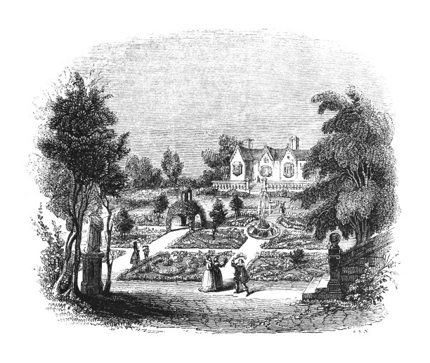 结花园-复古雕刻插图图片下载