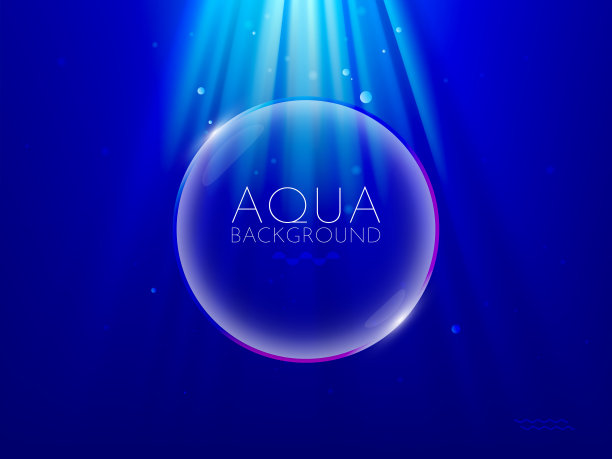 Aqua抽象现代动态深蓝色背景。阳光下的气泡。水下，水面，海洋，海水，游泳池透明的水，涟漪。逼真的3d矢量插图。EPS10图片下载