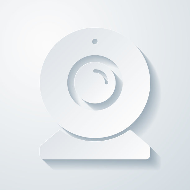 摄像头。空白背景上剪纸效果的图标图片下载