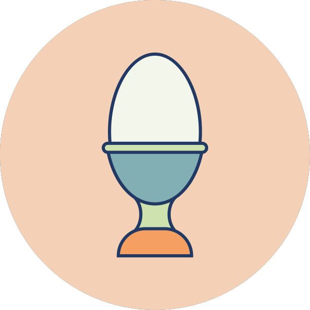 煮熟的鸡蛋在一个鸡蛋杯颜色图标厨房图片下载