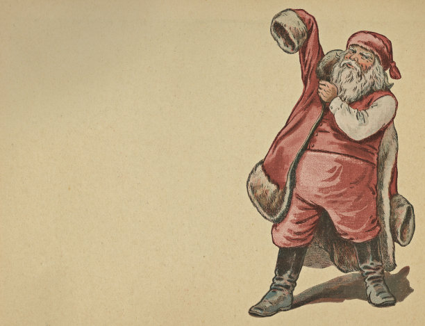 圣诞老人在古董纸上准备平安夜图片下载