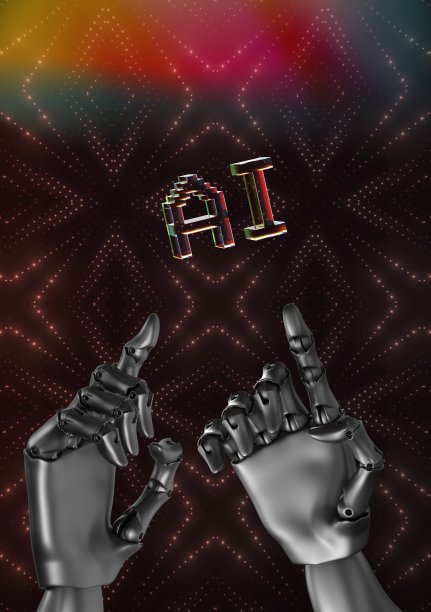 机器人的手触摸AI字母图片下载