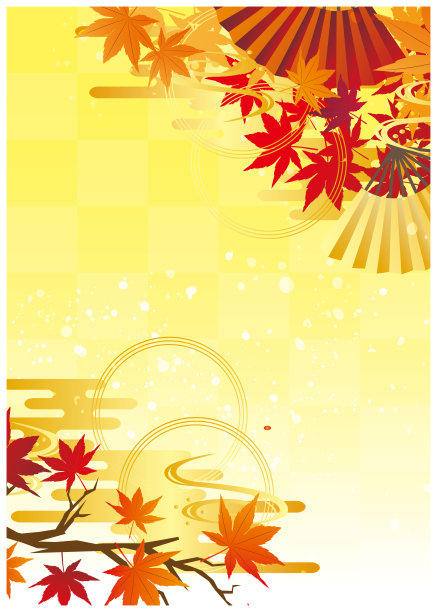 华丽的中国风格的亚洲传统装饰边秋叶图片下载