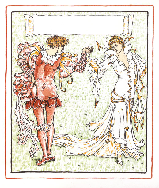 中世纪夫妇跳舞新艺术设计书插图1899图片下载