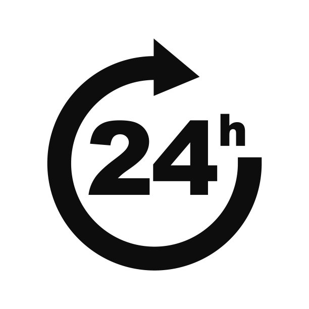 24小时矢量黑线图标孤立图片下载