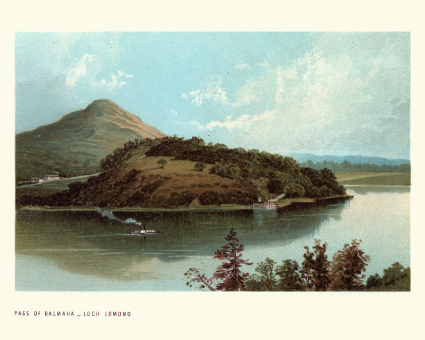 苏格兰的风景，巴尔马哈山口，洛蒙德湖，19世纪图片下载