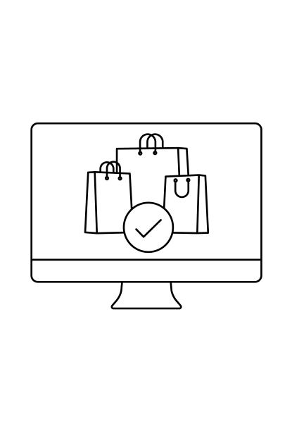 购物袋PC桌面图标矢量插图单色。图片下载