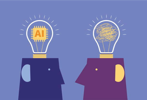 人工智能大脑与无知的大脑对话。图片下载