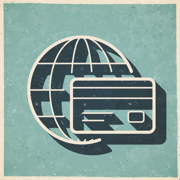 国际支付。图标复古复古风格-旧纹理纸图片下载