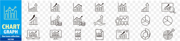 图表线图标设置可编辑的笔画矢量插图图片下载
