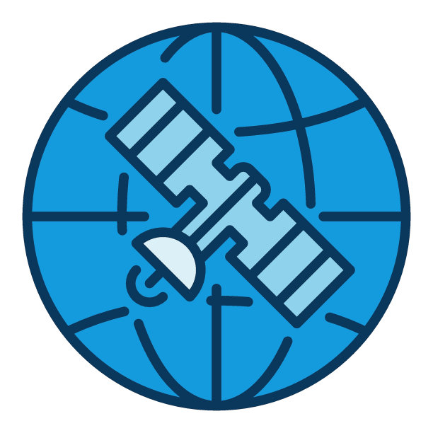 地球和卫星矢量卫星互联网接入概念蓝色创意图标图片下载