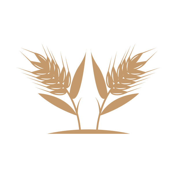 小麦标志，简单的农民花园设计，矢量模板剪影插图图片下载