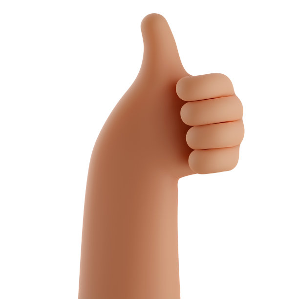 3D卡通赞。手势孤立的白色背景。喜欢签名，认可。积极的手势，愉快的表情和胜利者的手势。三维渲染图片下载