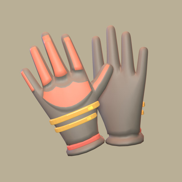 3D图标工人的手套渲染孤立的彩色背景图片下载