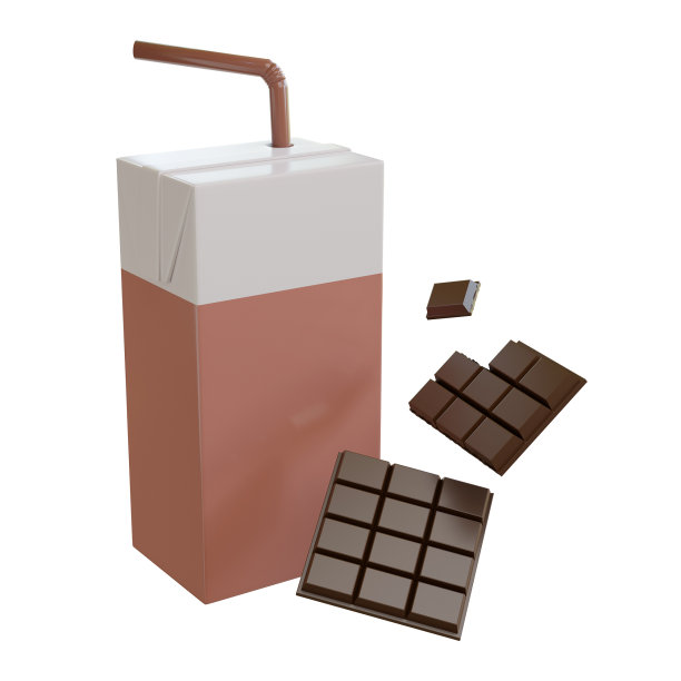 3d渲染牛奶盒巧克力棕色图片下载