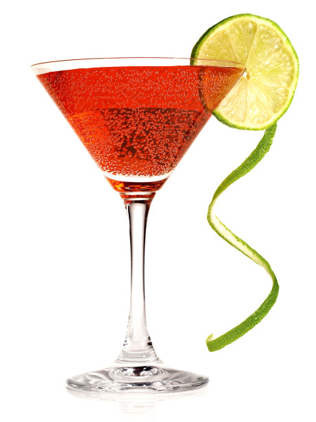 大都会鸡尾酒与柠檬拧在白色背景-孤立图片下载